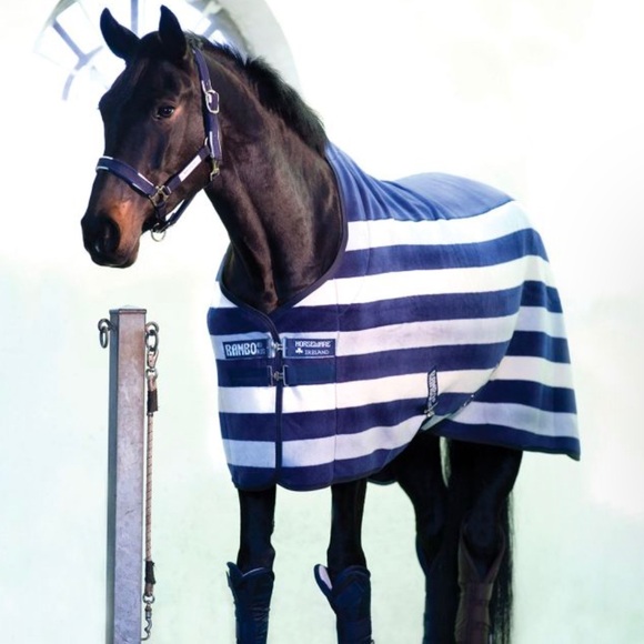 Horseware Ireland Rambo Deluxe Fleece - Whitney Stripe Navy, Size 60 - Picture 1 of 1